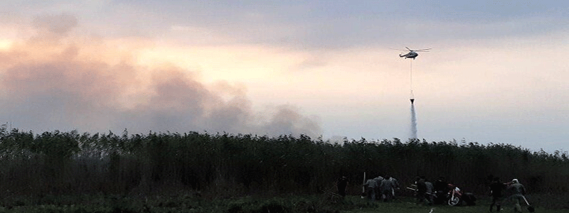 مهار آتش سوزی جنگل های رستم آباد رودبار توسط بالگرد