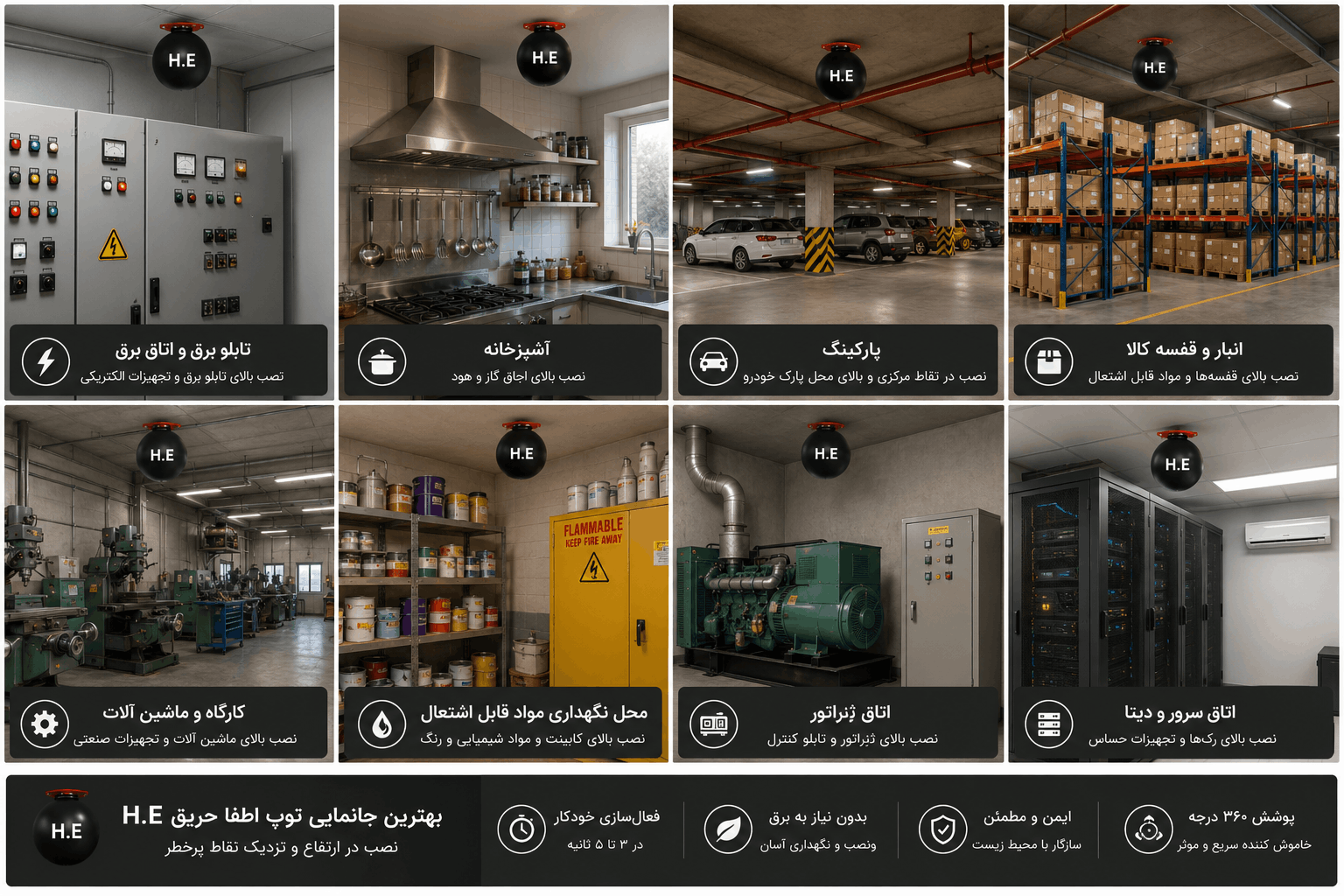 بهترین محل قرارگیری توپ اطفای حریق