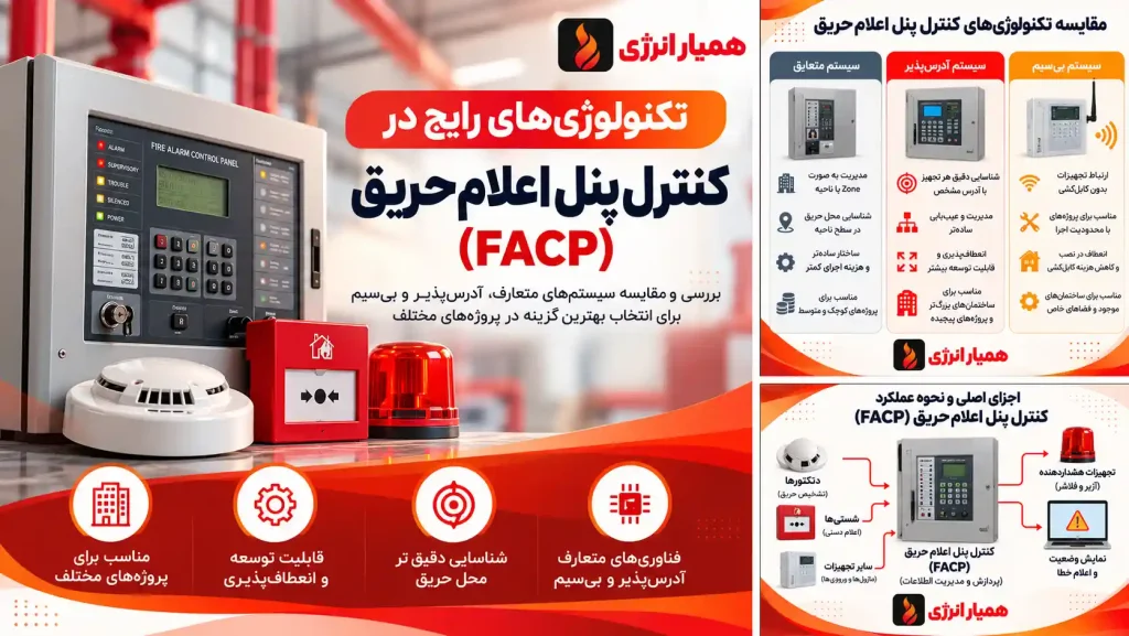مقایسه فناوری‌های کنترل پنل اعلام حریق FACP شامل متعارف، آدرس‌پذیر و بی‌سیم